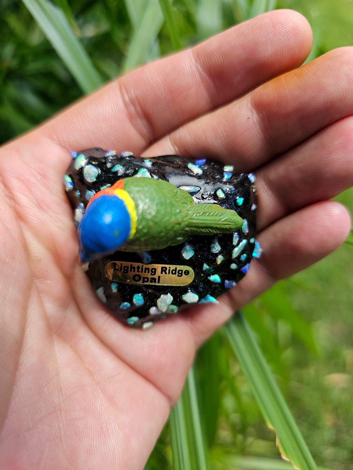 Lightning Ridge Opal Chip Bird(Lorikeet) Statue