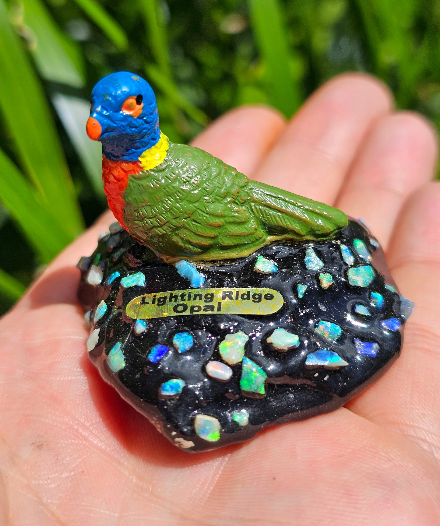 Lightning Ridge Opal Chip Bird(Lorikeet) Statue