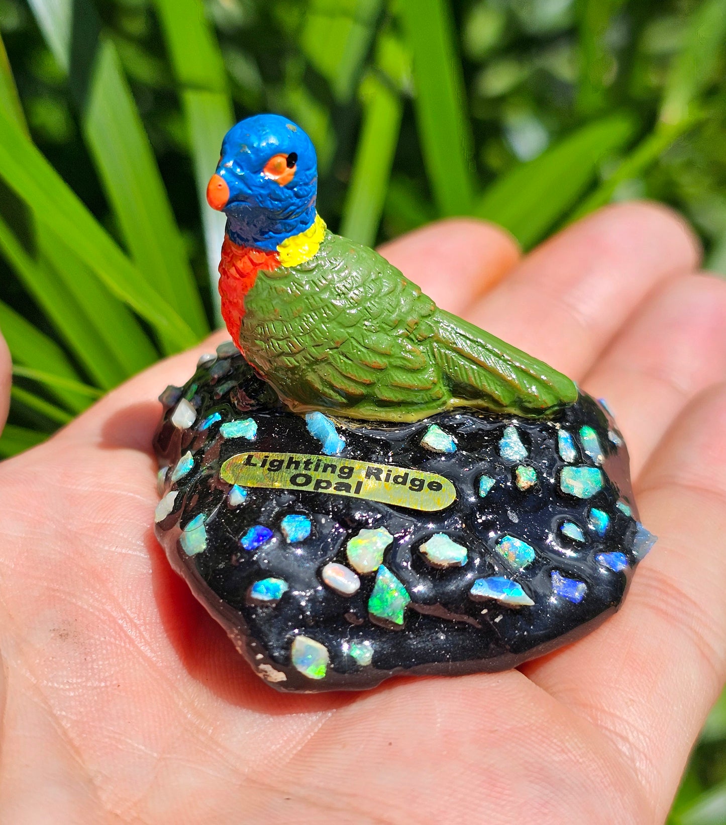 Lightning Ridge Opal Chip Bird(Lorikeet) Statue