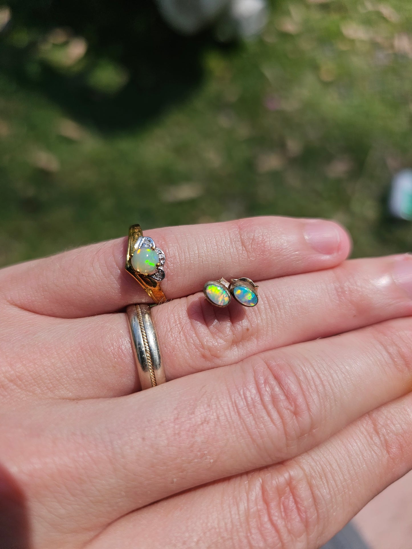 Real Australian Gold Opal Ring and Earrings! 9.4cts total