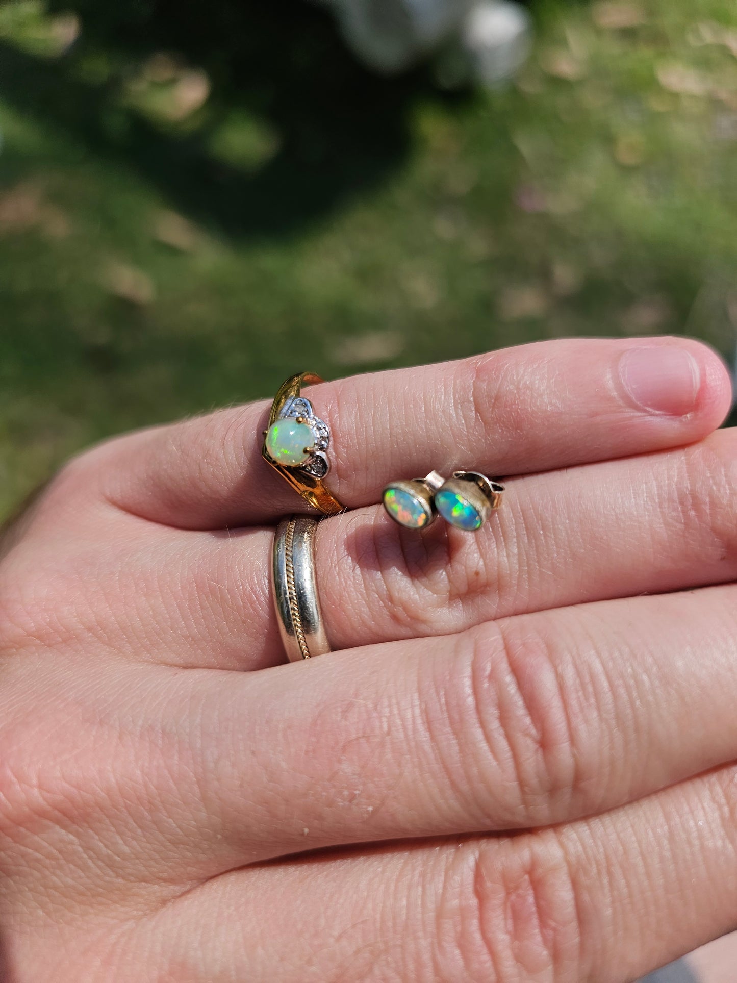 Real Australian Gold Opal Ring and Earrings! 9.4cts total