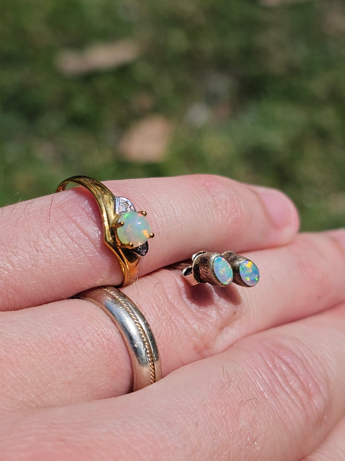 Real Australian Gold Opal Ring and Earrings! 9.4cts total