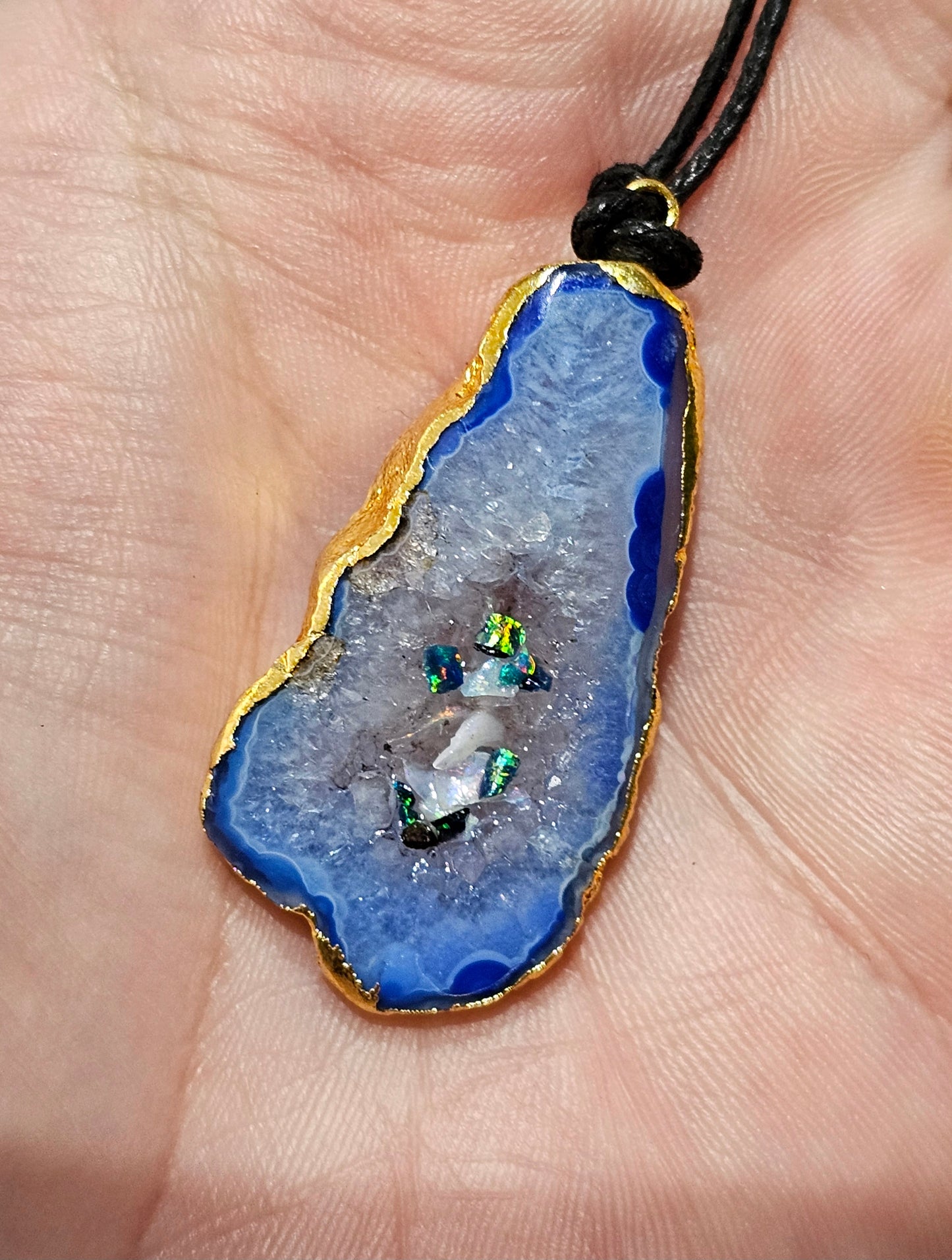 Pretty Blue Opal Chip Agate Pendant! ( J14)