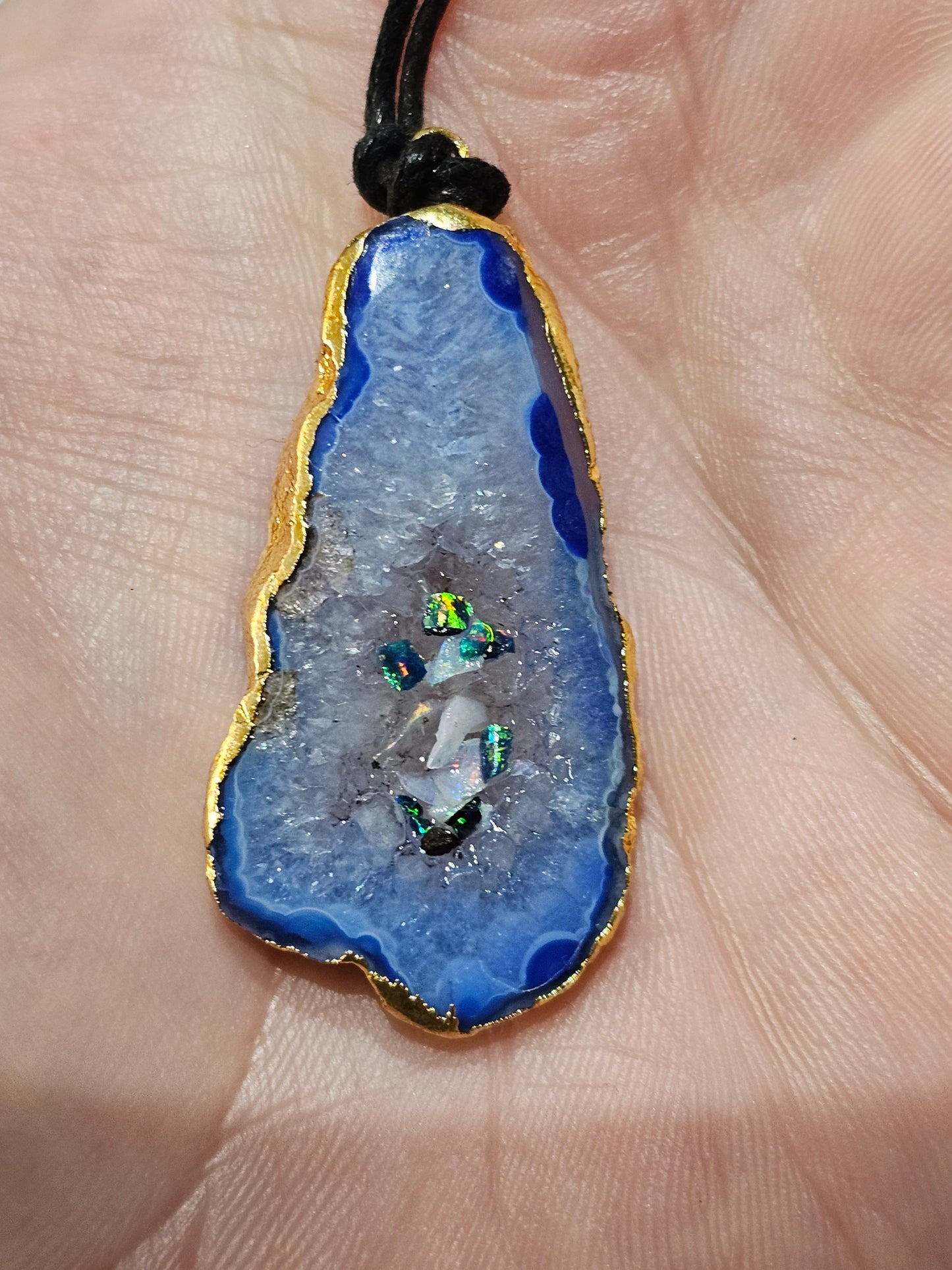 Pretty Blue Opal Chip Agate Pendant! ( J14)