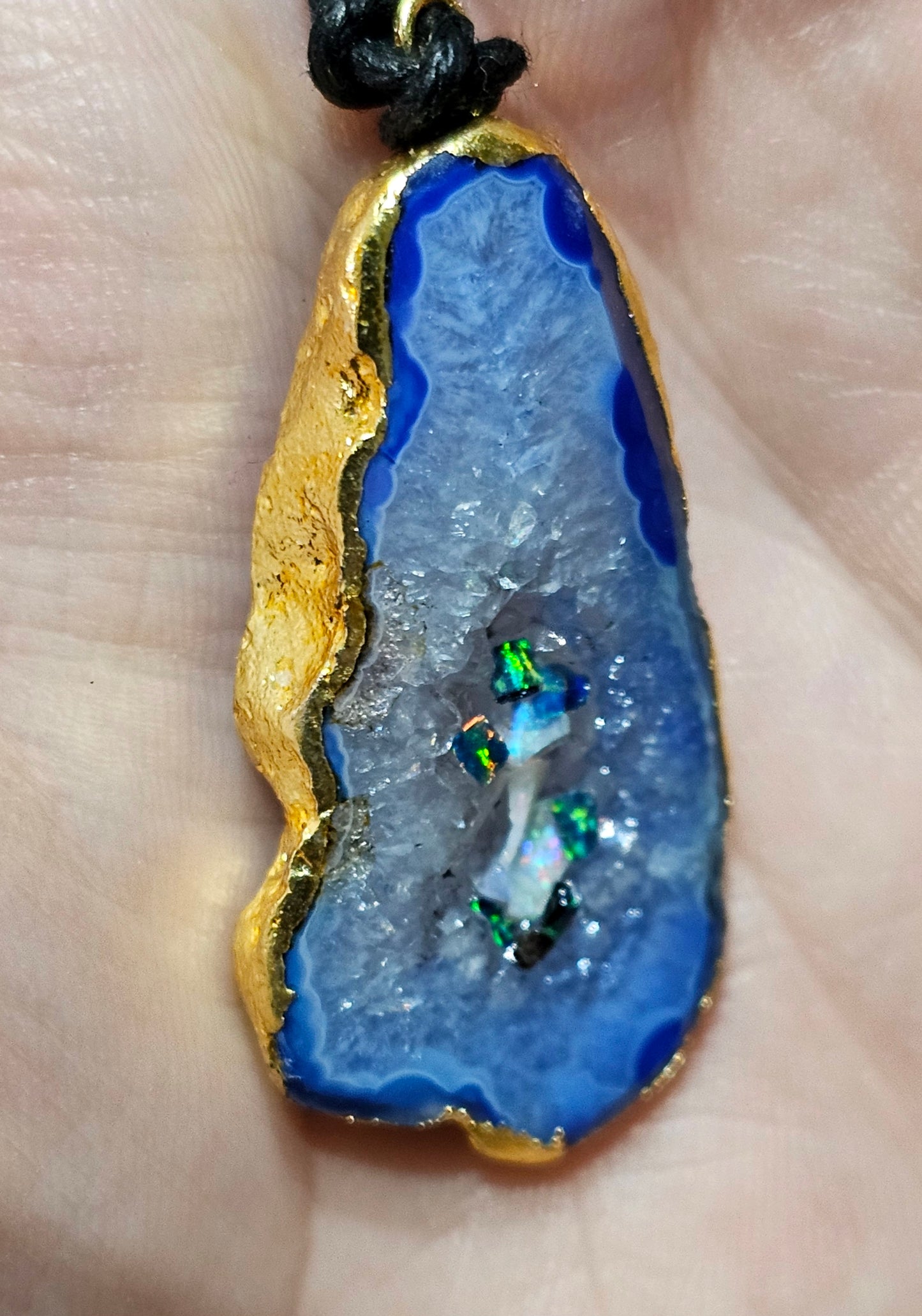 Pretty Blue Opal Chip Agate Pendant! ( J14)