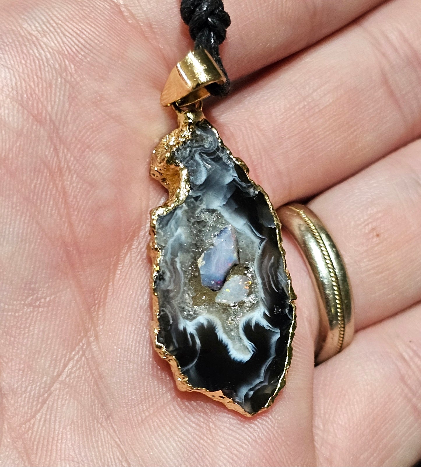 Awesome Opal Chip Agate Pendant! ( J13)