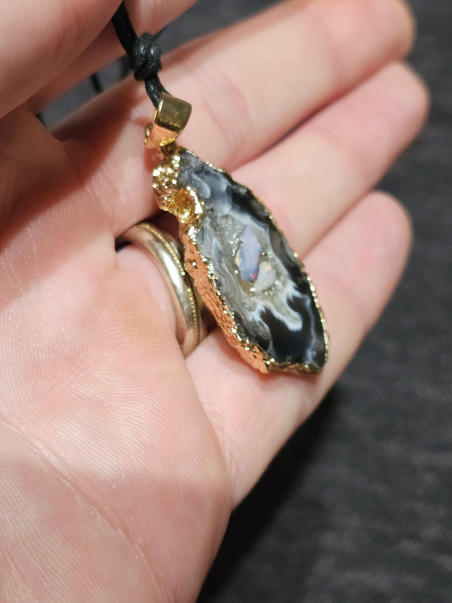 Awesome Opal Chip Agate Pendant! ( J13)