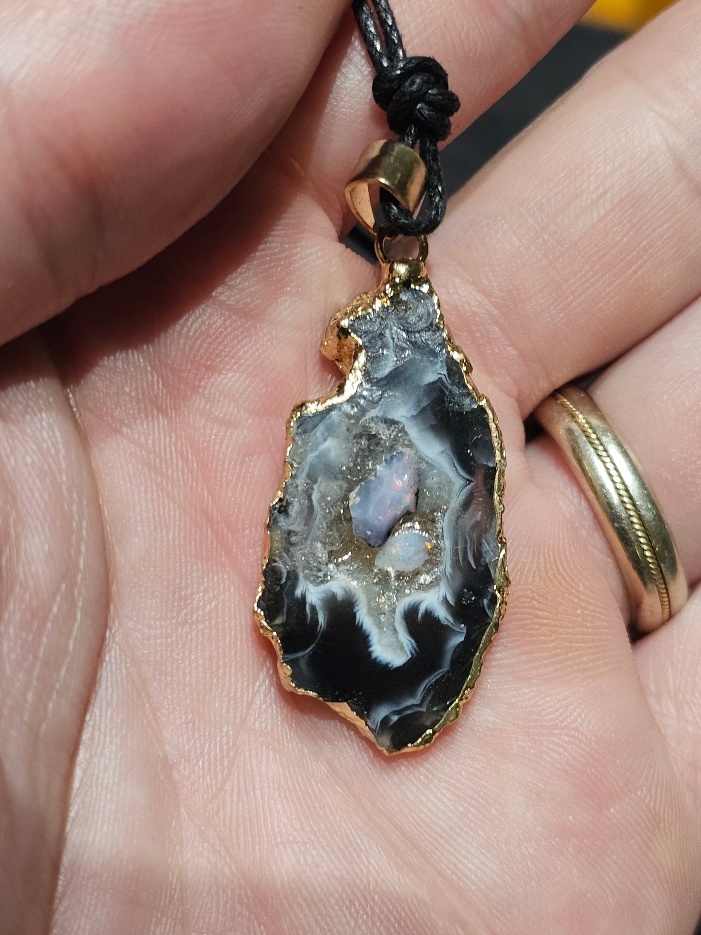 Awesome Opal Chip Agate Pendant! ( J13)