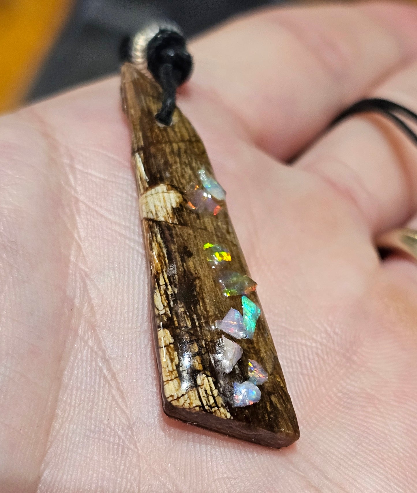 Fossilized Wood Opal Chip Pendant! (P2)