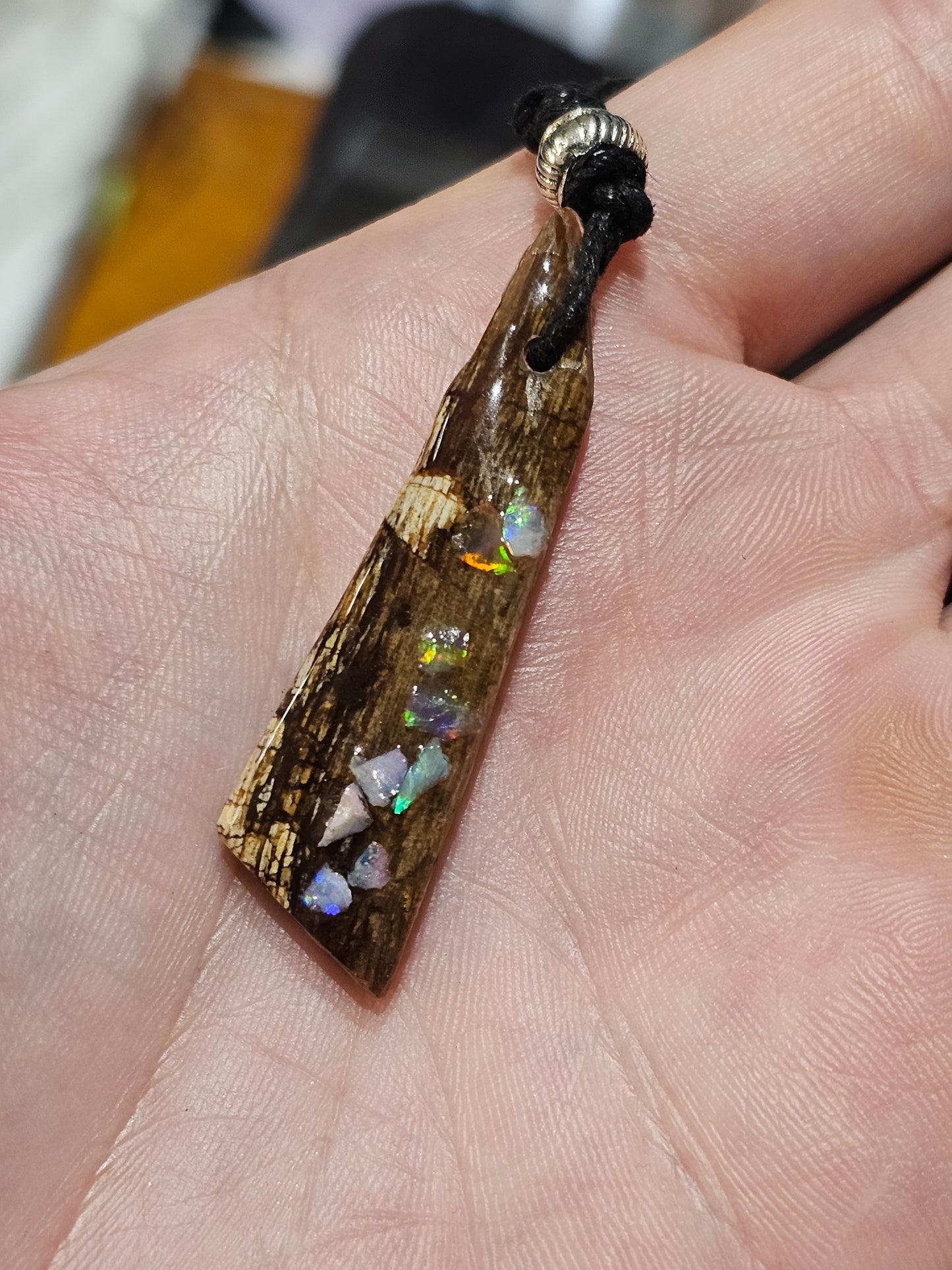 Fossilized Wood Opal Chip Pendant! (P2)