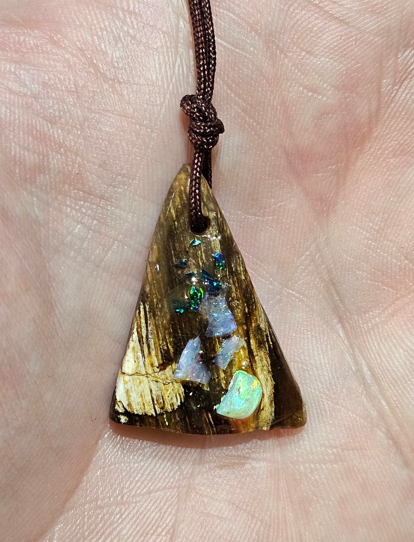 Fossilized Wood Opal Chip Pendant! (P4)