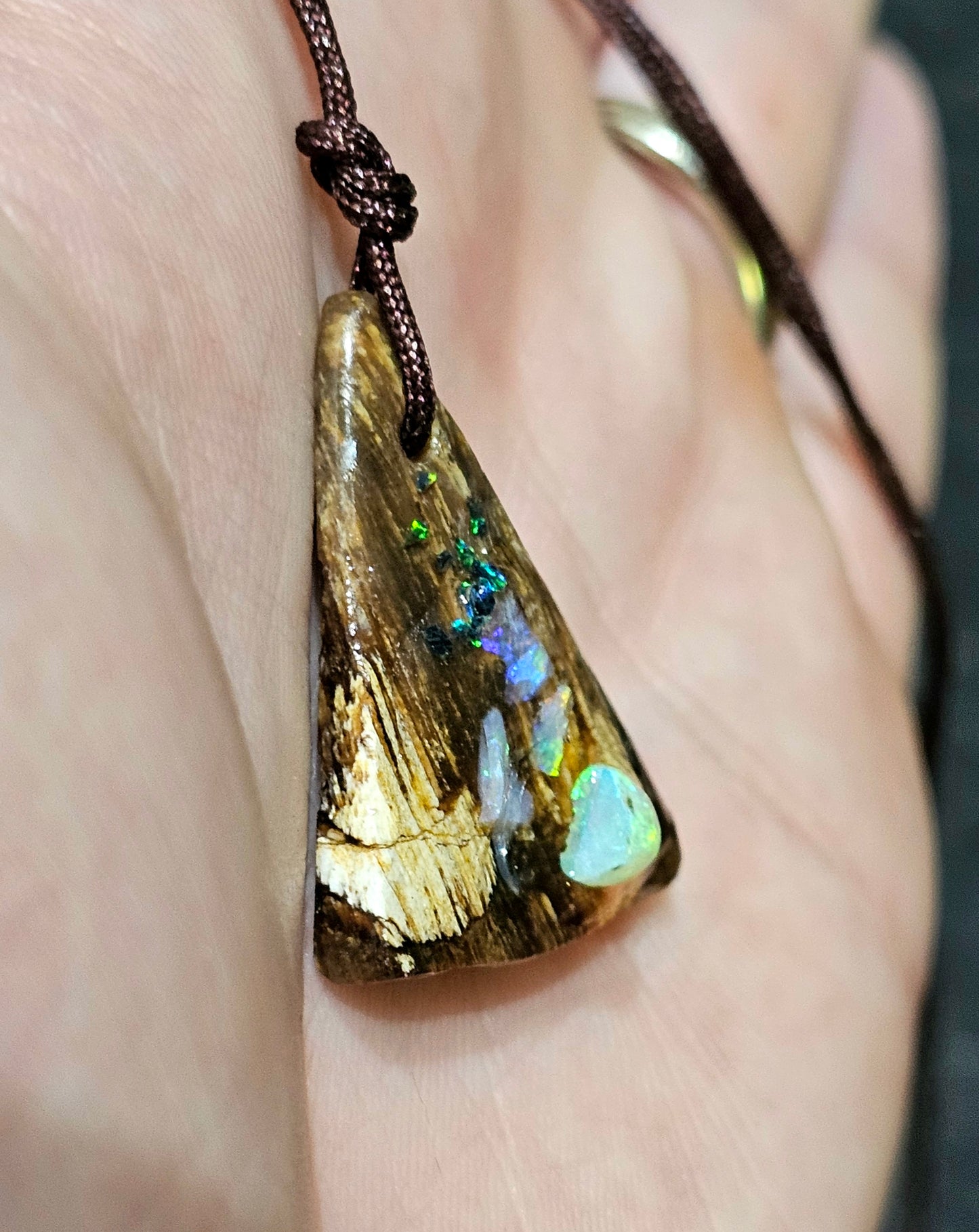 Fossilized Wood Opal Chip Pendant! (P4)