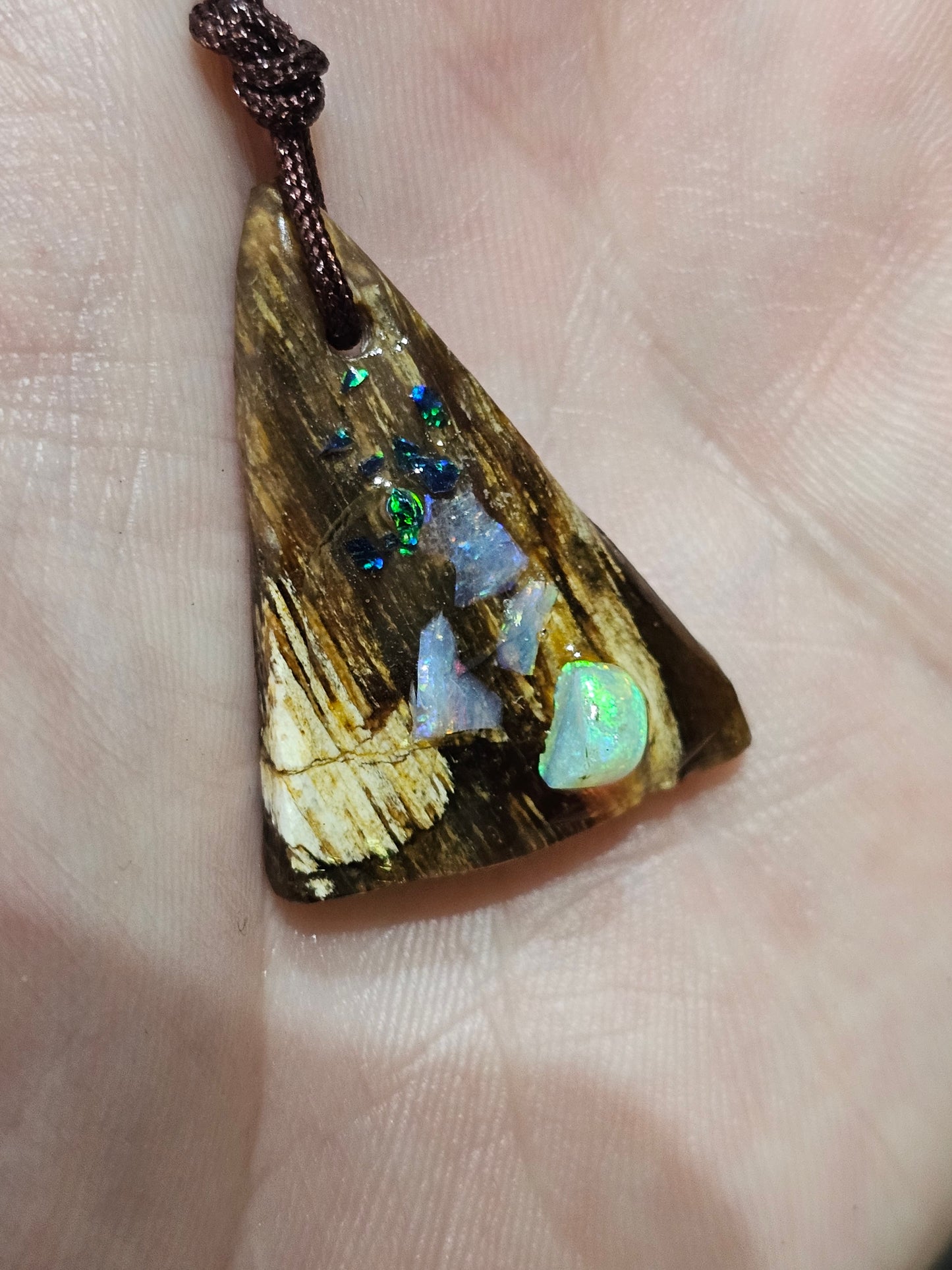 Fossilized Wood Opal Chip Pendant! (P4)