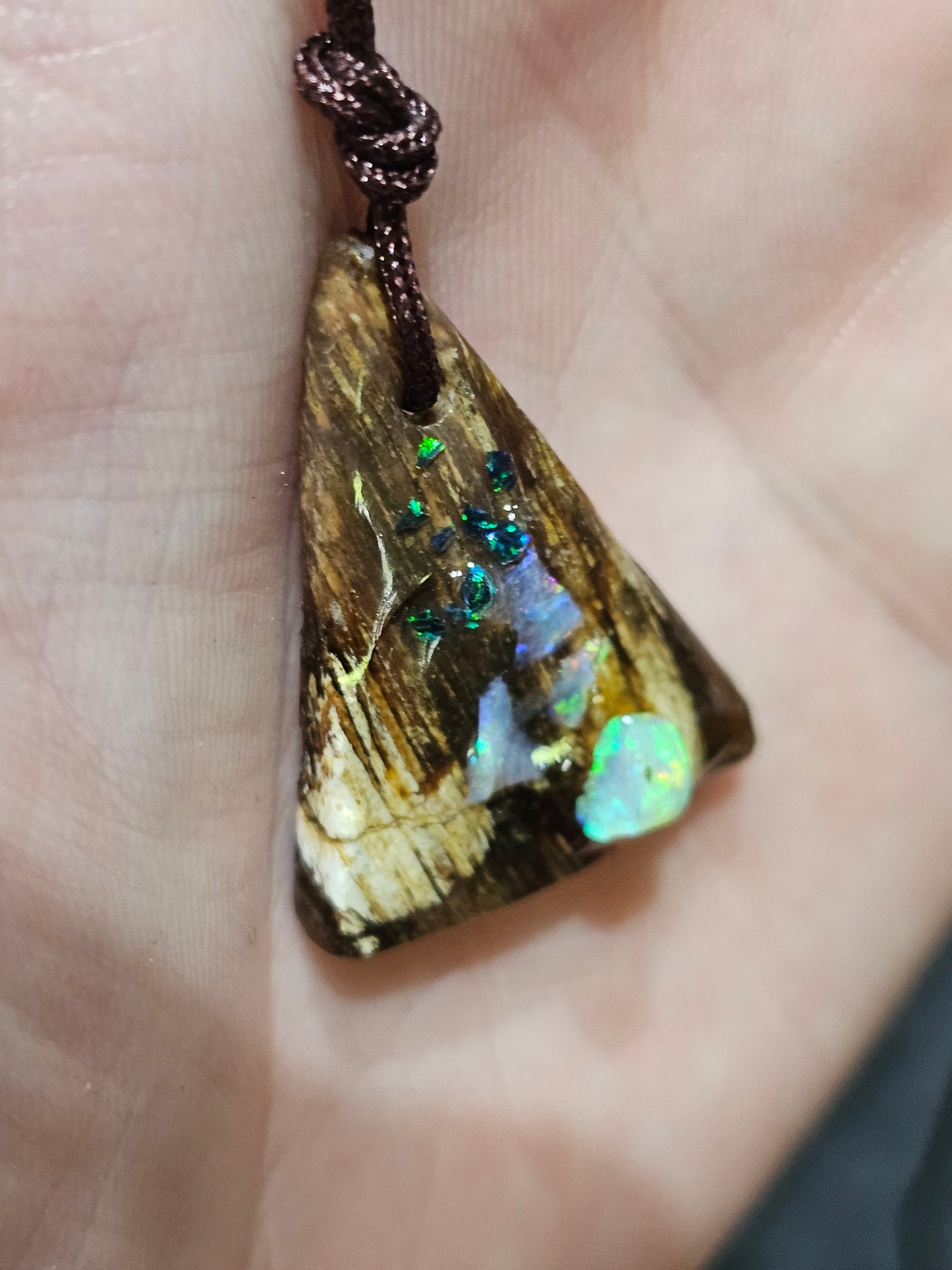 Fossilized Wood Opal Chip Pendant! (P4)