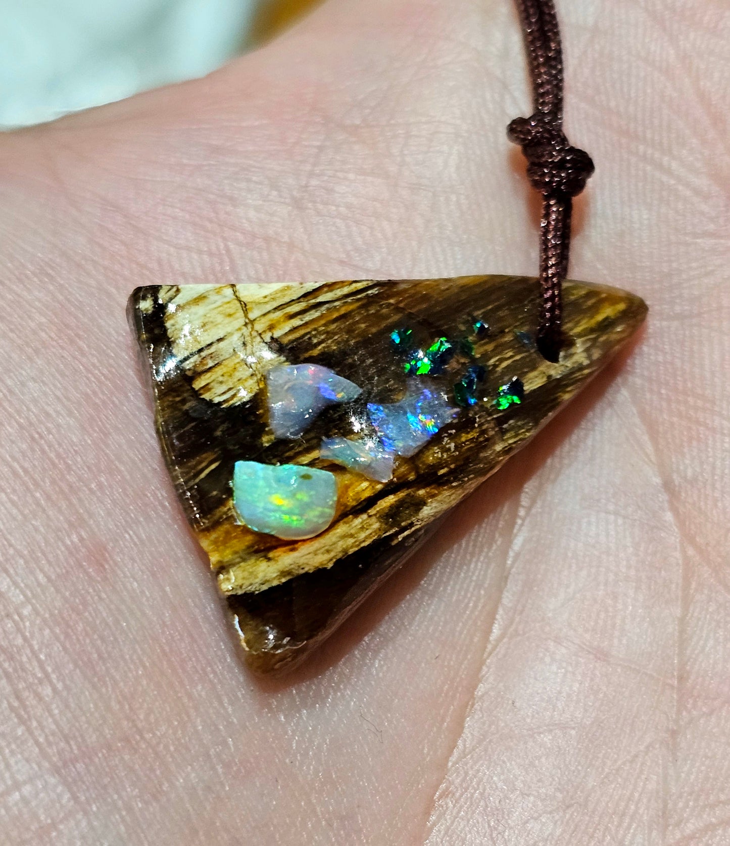 Fossilized Wood Opal Chip Pendant! (P4)