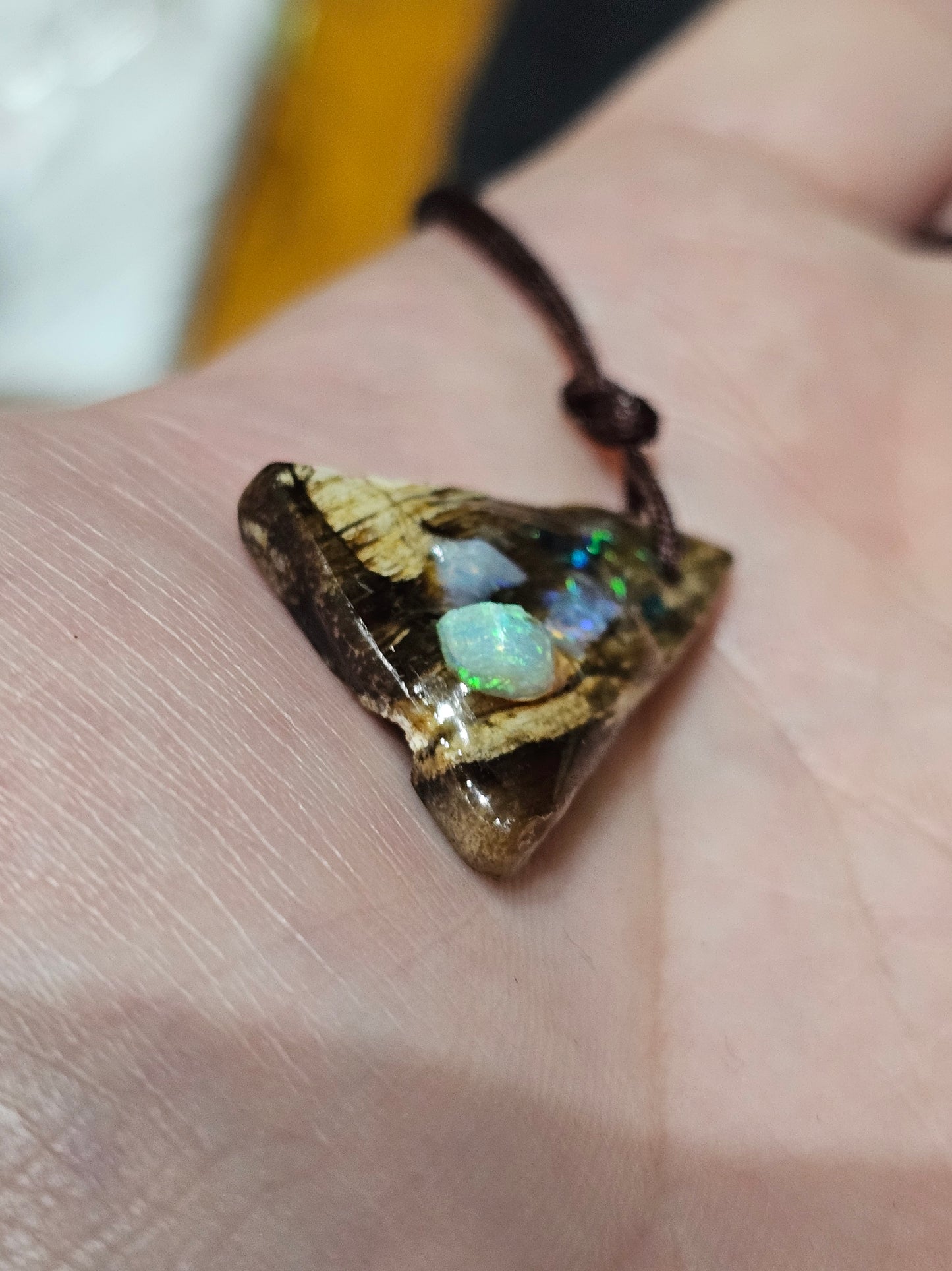 Fossilized Wood Opal Chip Pendant! (P4)