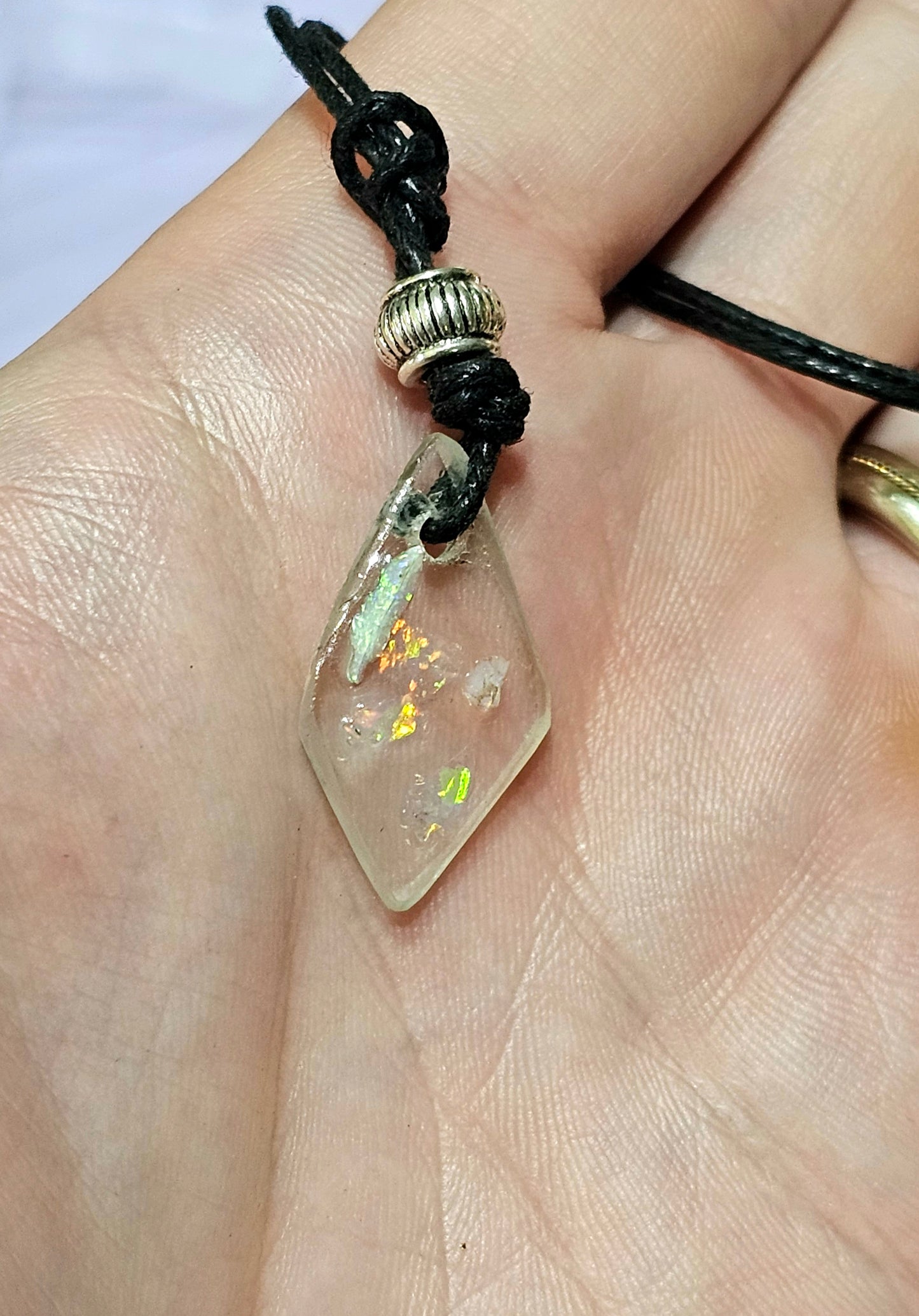 Pretty Crystal Opal Chip Pendant! (10)