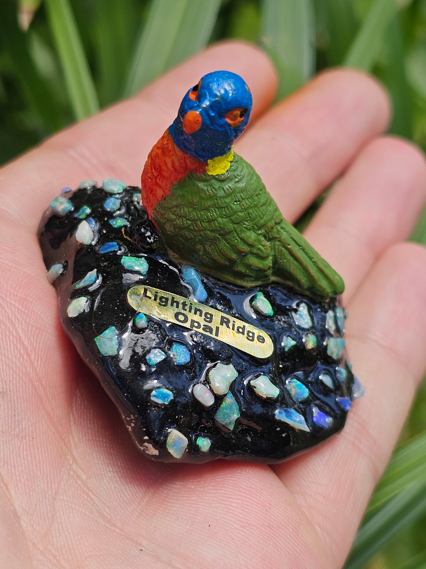 Lightning Ridge Opal Chip Bird(Lorikeet) Statue