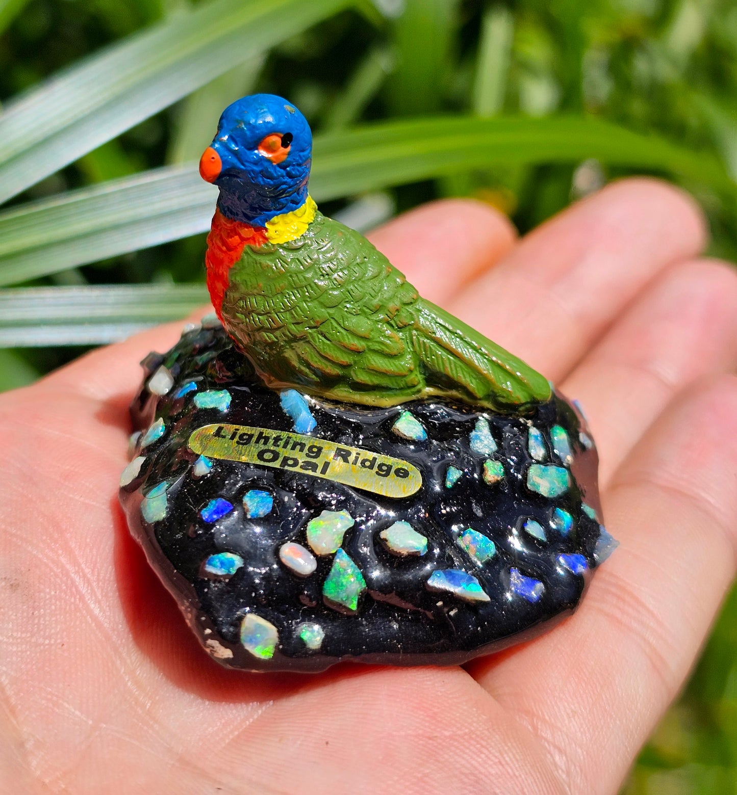 Lightning Ridge Opal Chip Bird(Lorikeet) Statue