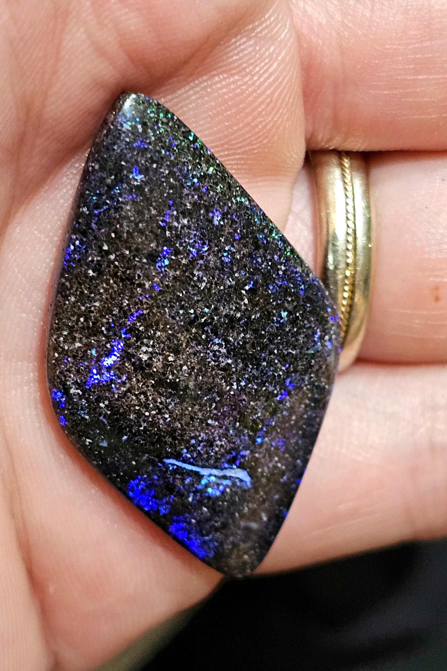 Unique Blue Rain Pattern Quality Fairy Boulder Opal 19ts(F17)