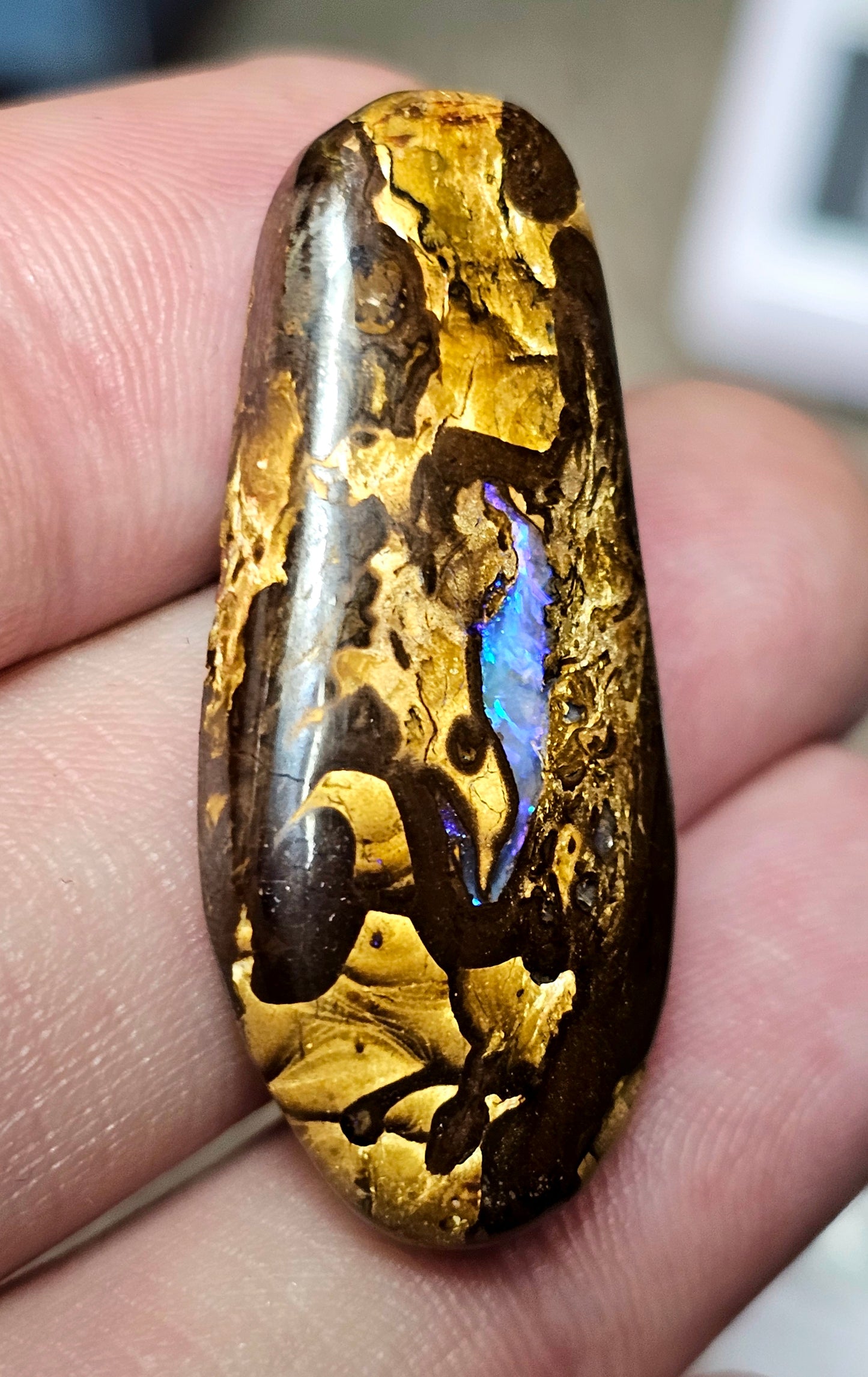 36cts Boulder Opal with a Heart of Blue(JSM33)