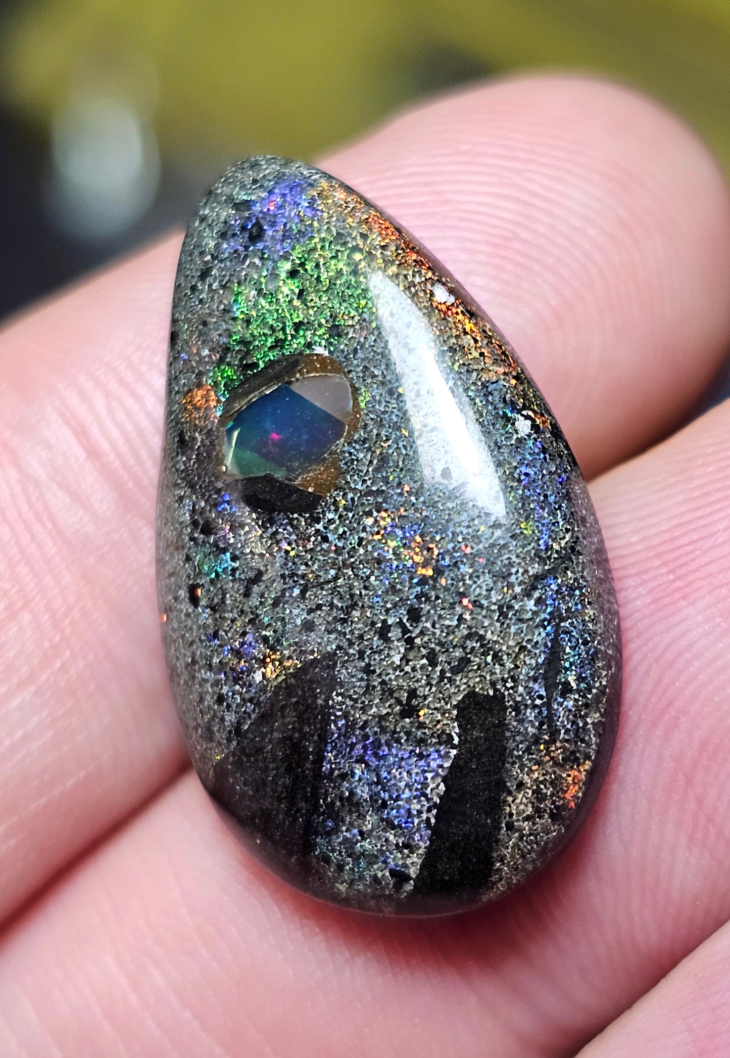 15cts Unique Fairy Opal with an Inlay of an Opal chip - Opal Art (OA63)