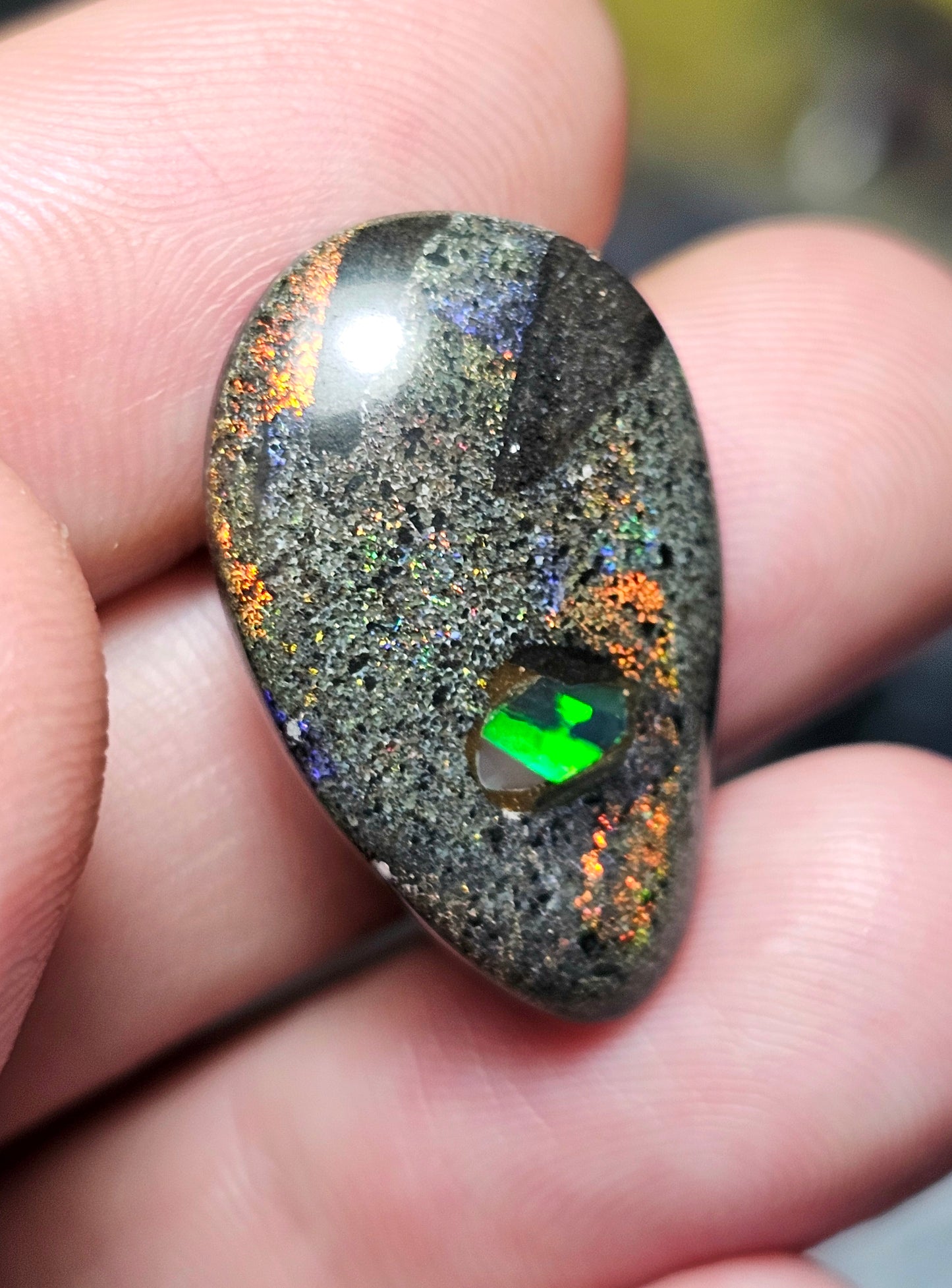 15cts Unique Fairy Opal with an Inlay of an Opal chip - Opal Art (OA63)